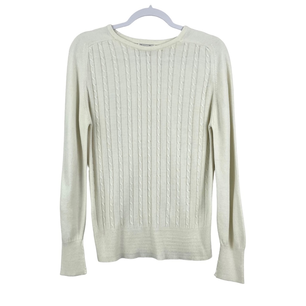 Vintage Christian Dior Actifs Orlon Acrylic Ivory Cable Knit Sweater Womens M